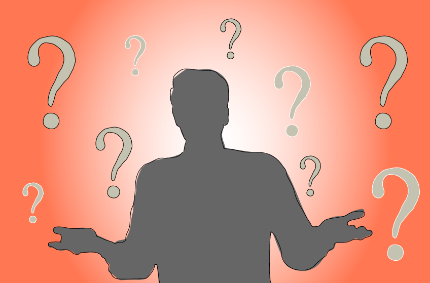 Outline of a confused man