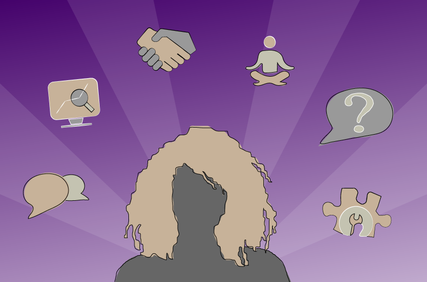 Woman surrounded by skills